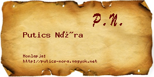 Putics Nóra névjegykártya